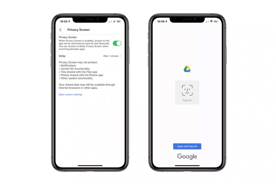 google drive face ID